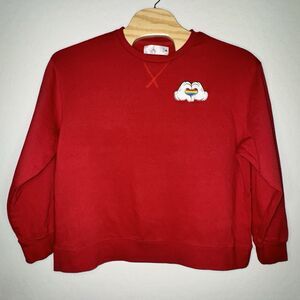 Disney Mickey Heart Red Long Sleeve Crewneck Pride Love Flag Crop Size 2 XL